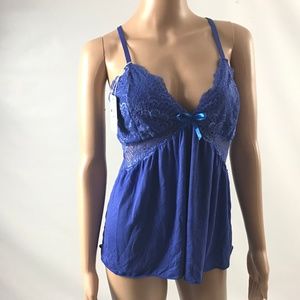 Aranee Women's Sleepwear Top V-Neck Strappy Blue